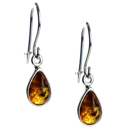 Honey Amber Teardrop Earrings, with a sterling silver French hook with a safety-closure. Amber is soft, only slightly harder than talc, and should be treated with care.Amber is soft, only slightly harder than talc, and should be treated with care.