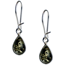 Green Amber Teardrop Earrings, with a sterling silver French hook with a safety-closure clasp. Amber is soft, only slightly harder than talc, and should be treated with care.Amber is soft, only slightly harder than talc and should be treated with care.