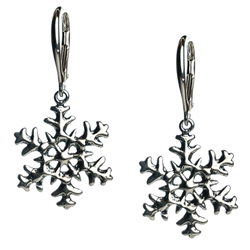 Delightful sterling silver snowflake earrings. Size approx 1.25" long x .75" wide.  Made In Poland.