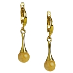 Custard Amber Drop Gold Vermeil Earrings 1.25"