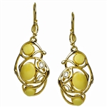 Custard Amber Cluster Earrings In Gold Vermeil 2"