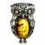 Our Polish sterling silver owl is highlighted with a nice oval amber cabochon. Size approx 1" x .75".