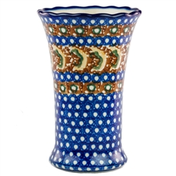 Polish Pottery 4.5" Mini Fluted Vase. Hand made in Poland. Pattern U159 designed by Anna Pasierbiewicz.