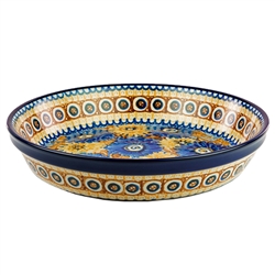 Polish Pottery 9.5" Pie Dish. Hand made in Poland. Pattern U674 designed by Maryla Iwicka.