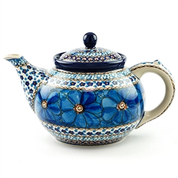 Polish Pottery 40 oz. Teapot. Hand made in Poland. Pattern U408 designed by Jacek Chyla.
