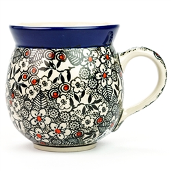 Polish Pottery 11 oz. Bubble Mug. Hand made in Poland. Pattern U4783 designed by Maria Starzyk.