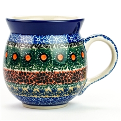 Polish Pottery 11 oz. Bubble Mug. Hand made in Poland. Pattern U3122 designed by Teresa Liana.