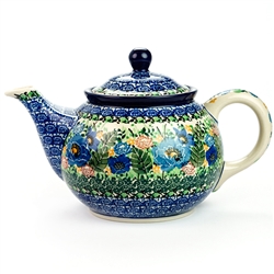 Polish Pottery 30 oz. Teapot. Hand made in Poland. Pattern U4573 designed by Maria Starzyk.