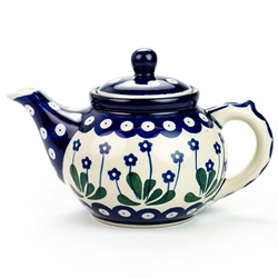 Polish Pottery 10 oz. Bedtime Teapot. Hand made in Poland and artist initialed.