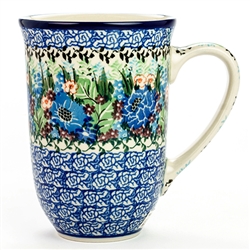 Polish Pottery 17 oz. Bistro Mug. Hand made in Poland. Pattern U4572 designed by Maria Starzyk.