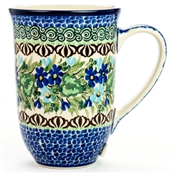 Polish Pottery 17 oz. Bistro Mug. Hand made in Poland. Pattern U2957 designed by Zofia Spychalska.