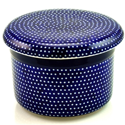 Polish Pottery 4.5" European Butter Crock. Hand made in Poland. Pattern U1123 designed by Maria Ciszewska.