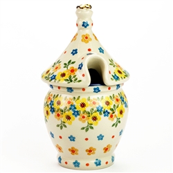 Polish Pottery 7" Honey Jar. Hand made in Poland and artist initialed.