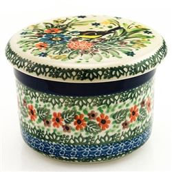 Polish Pottery 4.5" European Butter Crock. Hand made in Poland. Pattern U3266 designed by Teresa Liana.