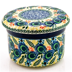 Polish Pottery 4.5" European Butter Crock. Hand made in Poland. Pattern U2317 designed by Karolina Sliwinska.