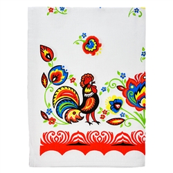 Beautiful Polish paper cut design from the Lowicz area of central Poland. 100% cotton and made in Poland. Size is approx 24.5" x 18". Select from grey, red, green or blue borders.