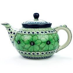 Polish Pottery 40 oz. Teapot. Hand made in Poland. Pattern U408A designed by Jacek Chyla.