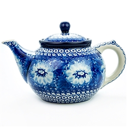 Polish Pottery 40 oz. Teapot. Hand made in Poland. Pattern U423 designed by Zofia Spychalska.