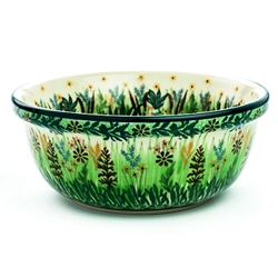 Polish Pottery 6" Cereal/Berry Bowl. Hand made in Poland. Pattern U4328 designed by Krystyna Dacyszyn.