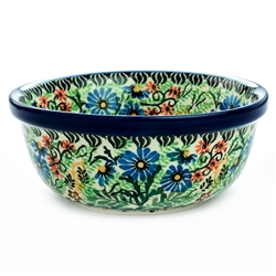 Polish Pottery 6" Cereal/Berry Bowl. Hand made in Poland. Pattern U2411 designed by Honorata Kedzierska.