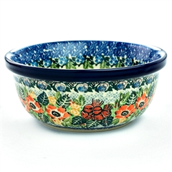 Polish Pottery 6" Cereal/Berry Bowl. Hand made in Poland. Pattern U4519 designed by Maria Starzyk.