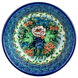Polish Pottery 6" Cereal/Berry Bowl. Hand made in Poland. Pattern U4061 designed by Teresa Liana.