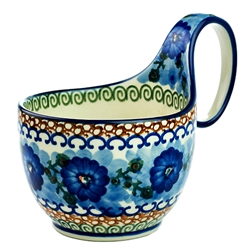 Polish Pottery 14 oz. Soup Bowl with Handle. Hand made in Poland. Pattern U591 designed by Anna Pasierbiewicz.