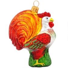 Cock-a-doodle-doo! Rise and shine on Christmas morn to the alluring call of this beautiful glass rooster! With chest puffed out and tail held high, our king of the henhouse struts his stuff for all to admire his shimmering glass form. Expertly crafted in