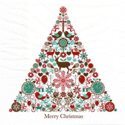 Polish Folk Art Luncheon Napkins (package of 20) featuring a folk Christmas tree. Three ply napkins with water based paints used in the printing process.
