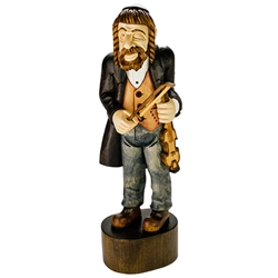 This is a very tall (17.5") hand carved and stained figure . Very nicely detailed. Bow is separate and fits into the fiddler's hand.