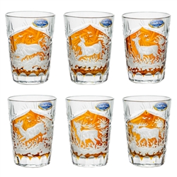 Polish Wildlife Double Shot Engraved Crystal Glass Set (6)