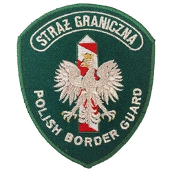 Genuine Polish Border Guard shoulder patch. Sew on patch. Size approx 4" x 3.75". Made In Poland.