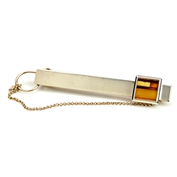 Sterling Silver Tie Bar with a mosaic of amber.