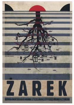Polish poster designed by artist Ryszard Kaja to promote tourism to Poland.  It has now been turned into a post card size 4.75" x 6.75" - 12cm x 17cm.