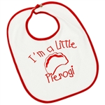 Great cotton bib with a rubberized back and metal snaps in Polish colors, read and white
