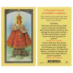Polish Art Center - Infant of Prague - Holy Card.  Plastic Coated. Picture and prayer is on the front, text is on the back of the card.