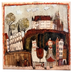 This charming artistic wall tile will surely brighten up your kitchen. The unique artwork on this wall hanging tile will make for an excellent gift. Featuring the art work of Polish artist Dominika Stawarz-Burska from Bochnia, Poland. This high quality wa