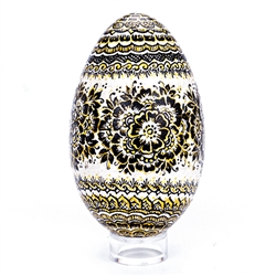 This beautifully designed goose egg is hand painted by master folk artist Krystyna Szkilnik from Opole, Poland. The painting is done in the traditional style from Opole. Signed and dated (2017) by the artist  Eggs are blown and can last for generations.
