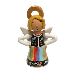 Our beautiful little ceramic angel is dressed in her Polish folk costume. Totally hand made and painted in Poland. Stamped and artist initialed on the bottom. No two angels are exactly alike as they are all hand made and painted. Colors vary.