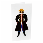 This card is dressed with material to give a very special doll-like 3D effect.  This is a man's folk dress from the Rzeszow region.
Comes with a mailing envelope.
Made In Krakow, Poland