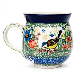 Polish Pottery 11 oz. Bubble Mug. Hand made in Poland. Pattern U3266 designed by Teresa Liana.