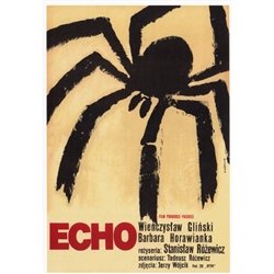 Post Card: Echo, Polish Movie Poster designed by Wiktor Gorka in 1964. It has now been turned into a post card size 4.75" x 6.75" - 12cm x 17cm.
