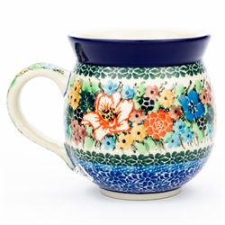 Polish Pottery 11 oz. Bubble Mug. Hand made in Poland. Pattern U3479 designed by Teresa Liana.