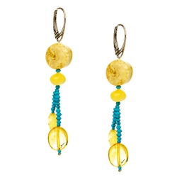 Bozena Przytocka is a designer of artistic amber jewelry based in Gdansk, Poland. Here is a beautiful example of her ability to blend amber and turquoise to create a stunning set of earrings.