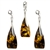 Artistically shaped amber and silver earrings and pendant set.  Approx 1.5" long.