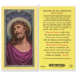 St. Gertrude The Great - Holy Card.  Holy Card Plastic Coated. Picture is on the front, text is on the back of the card.