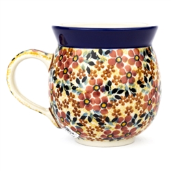 Polish Pottery 11 oz. Bubble Mug. Hand made in Poland. Pattern U4774 designed by Teresa Liana.