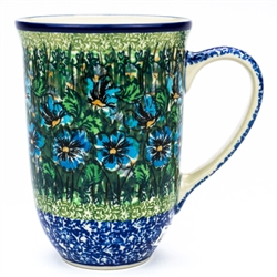 Polish Pottery 17 oz. Bistro Mug. Hand made in Poland. Pattern U3662 designed by Jolanta Okraska.