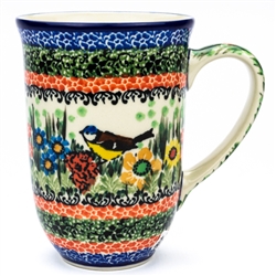 Polish Pottery 17 oz. Bistro Mug. Hand made in Poland. Pattern U3358 designed by Teresa Liana.