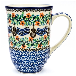 Polish Pottery 17 oz. Bistro Mug. Hand made in Poland. Pattern U1879 designed by Malgorzata Mierzwa.